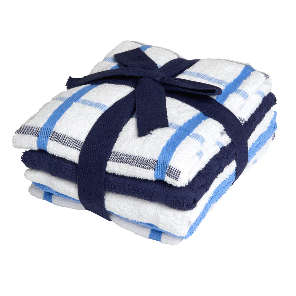 Wilko Blue and White Tea Towels 5 pack Wilko