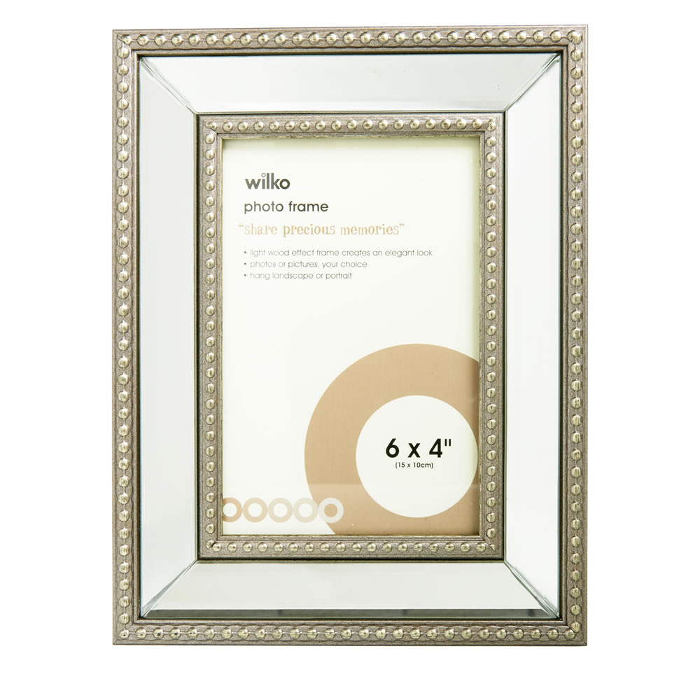 Wilko Beaded Mirror Photo Frame 6 x 4 Inch Wilko