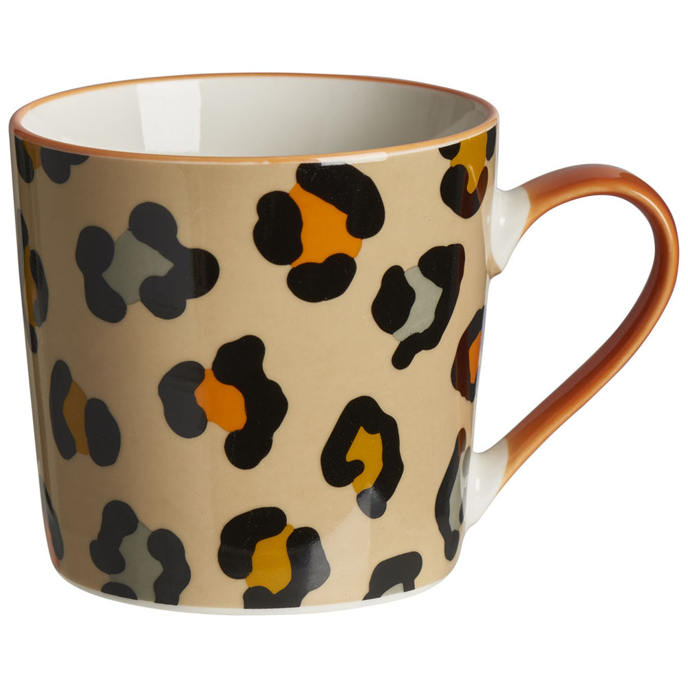 Wilko Natural and Orange Leopard Print Mug Wilko