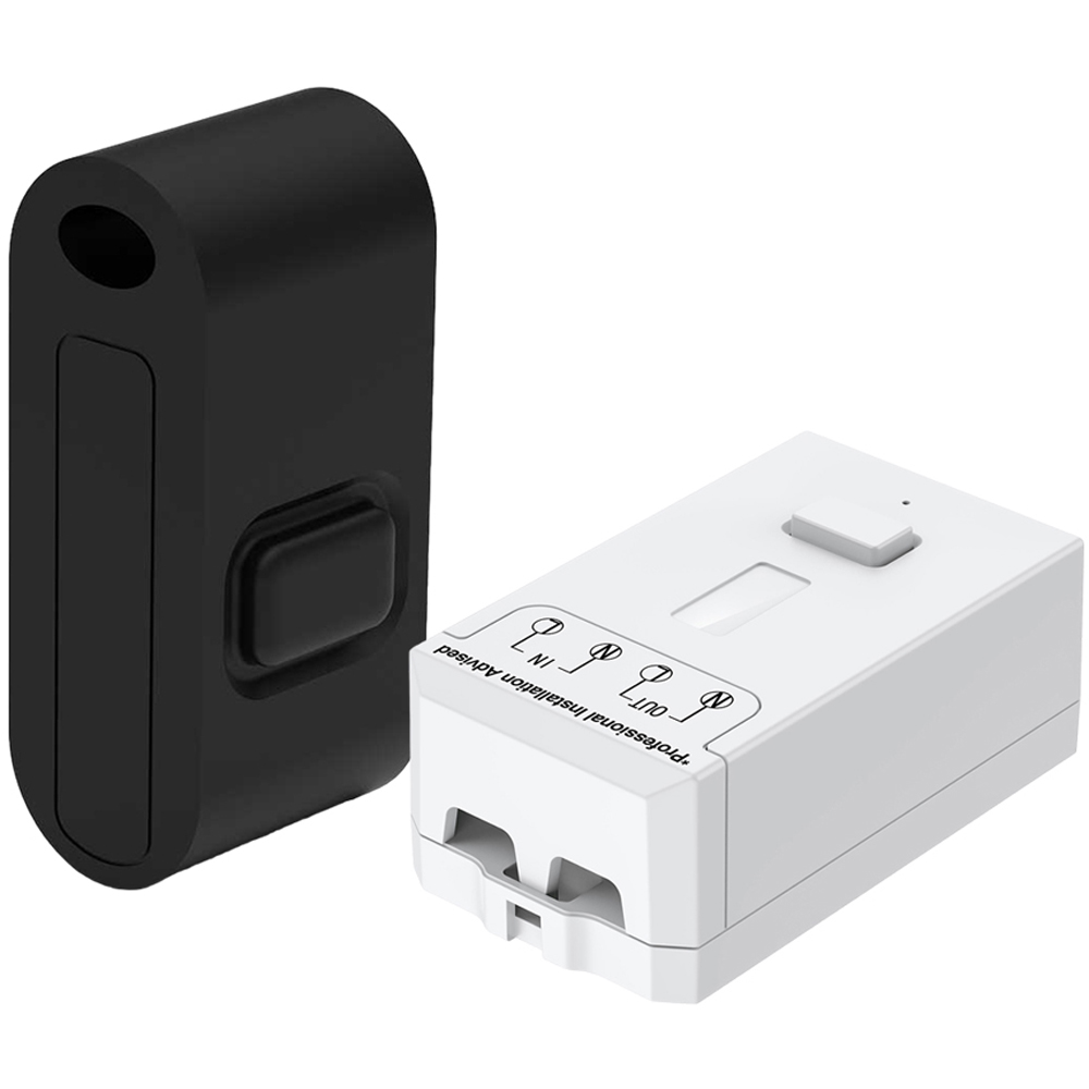 ENER-J Black Mini FOB 1Gang Wireless Switch and 500W RF Receiver | Wilko