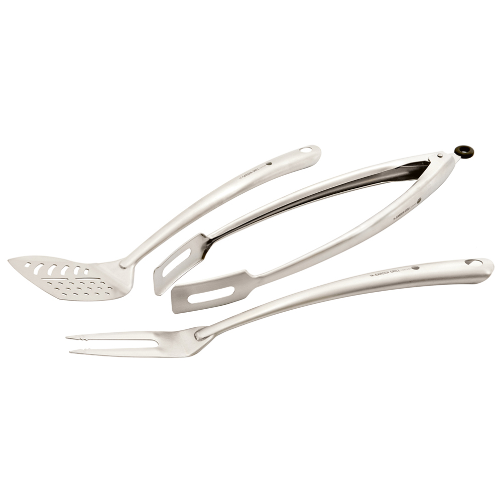 Premier 3 Piece Stainless Steel BBQ Tools Set Wilko