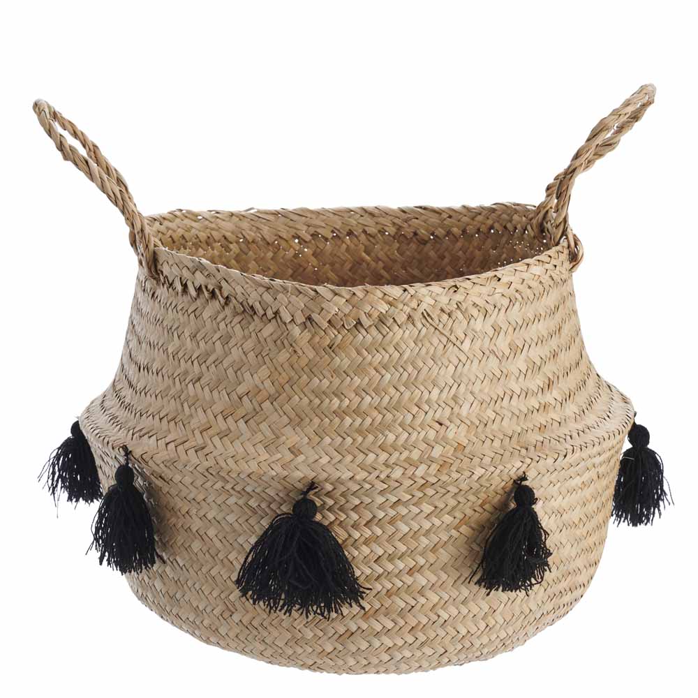 Wilko Seagrass Basket with Tassels Wilko