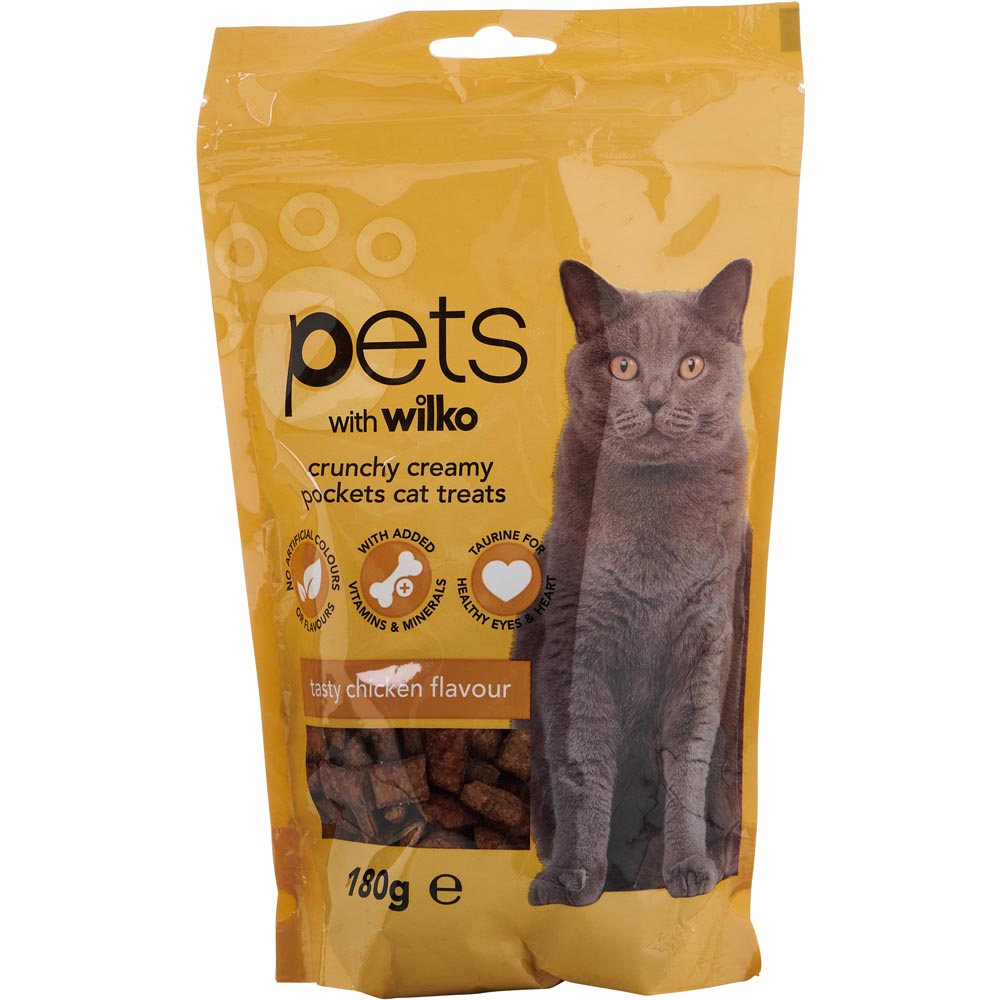 Wilko Chicken Flavoured Crunchy Creamy Pocket Cat Treats 180g Wilko