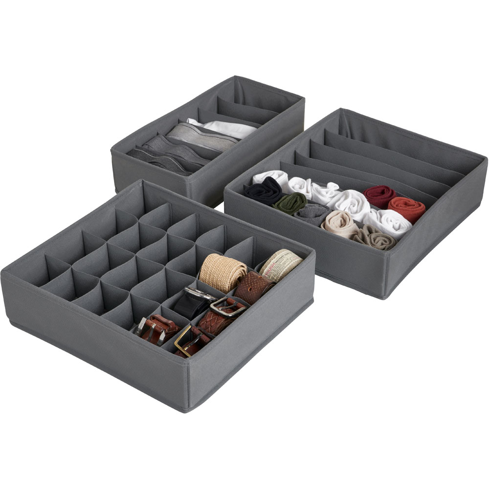 Wilko Foldable Drawer Organisers Pack of 3 Wilko