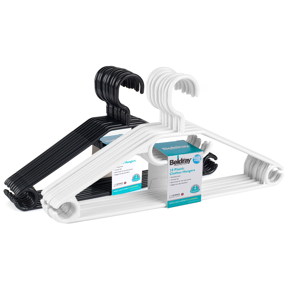 Single Beldray Plastic Clothes Hanger 10 Pack in Assorted styles Wilko