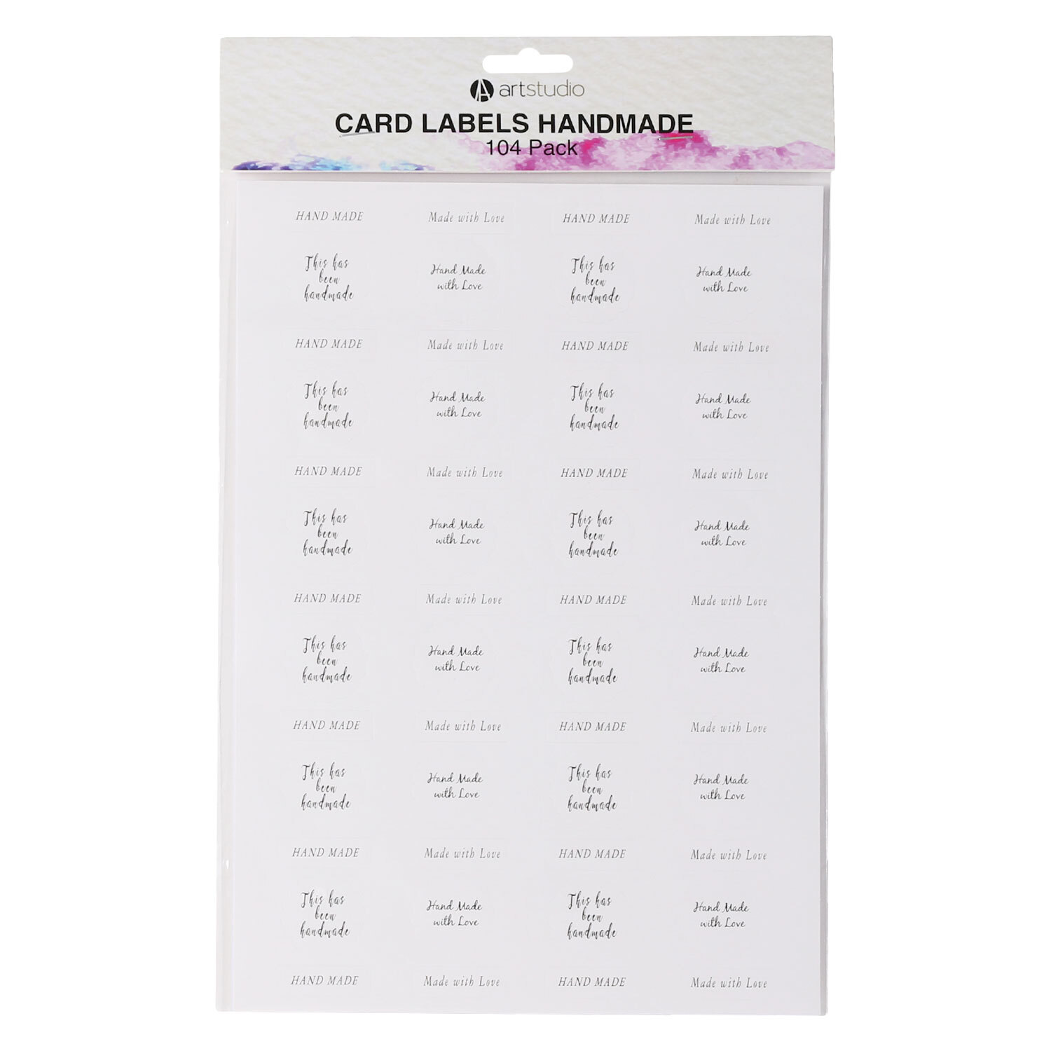 Pack of 104 Card Labels Handmade Wilko