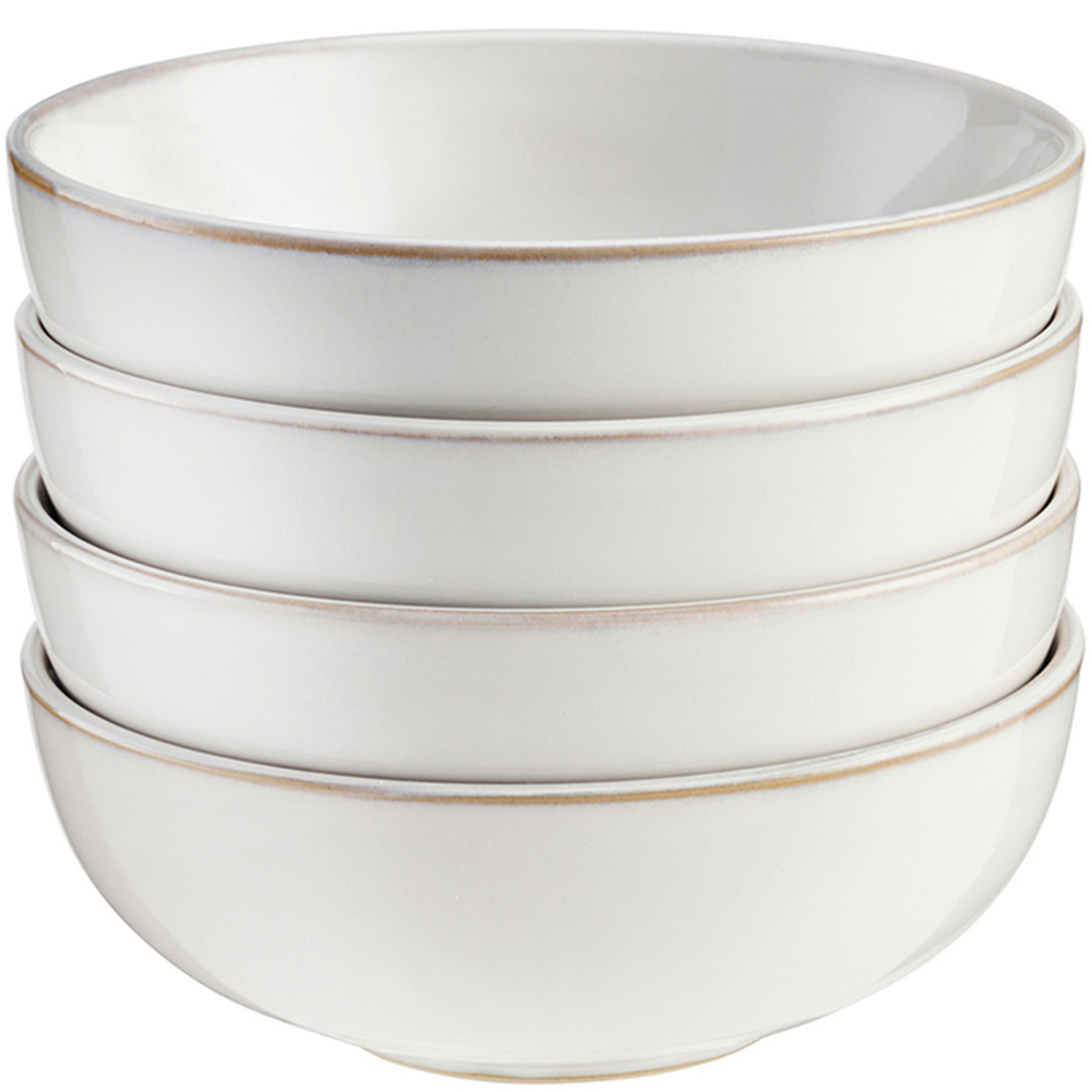 Cwc Flat Bowl Set Cooks Professionals Nordic Stoneware White 4 Piece Cereal Bowl Set | Wilko