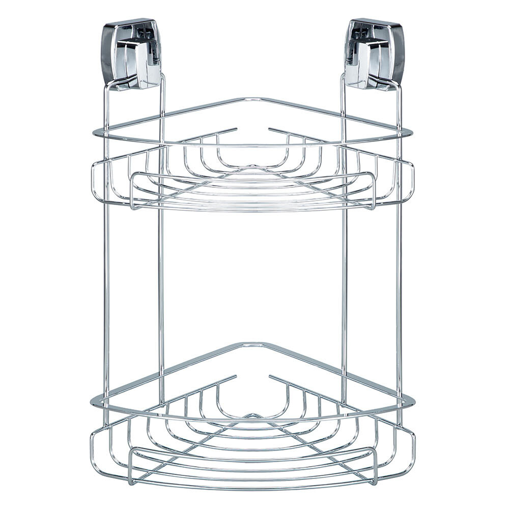 2 Shelf Chrome Square Corner Bathroom Shelf Wilko