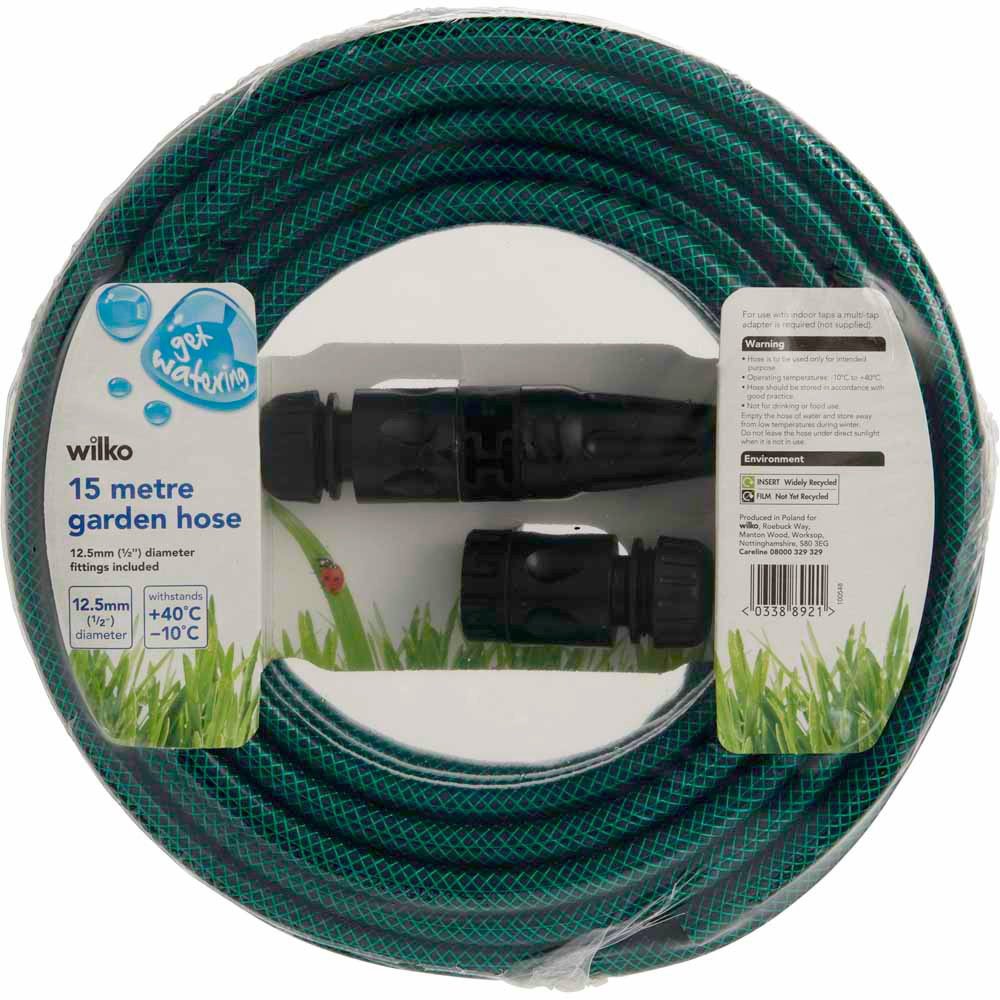 Wilko Garden Hose with Starter Set 15m Wilko