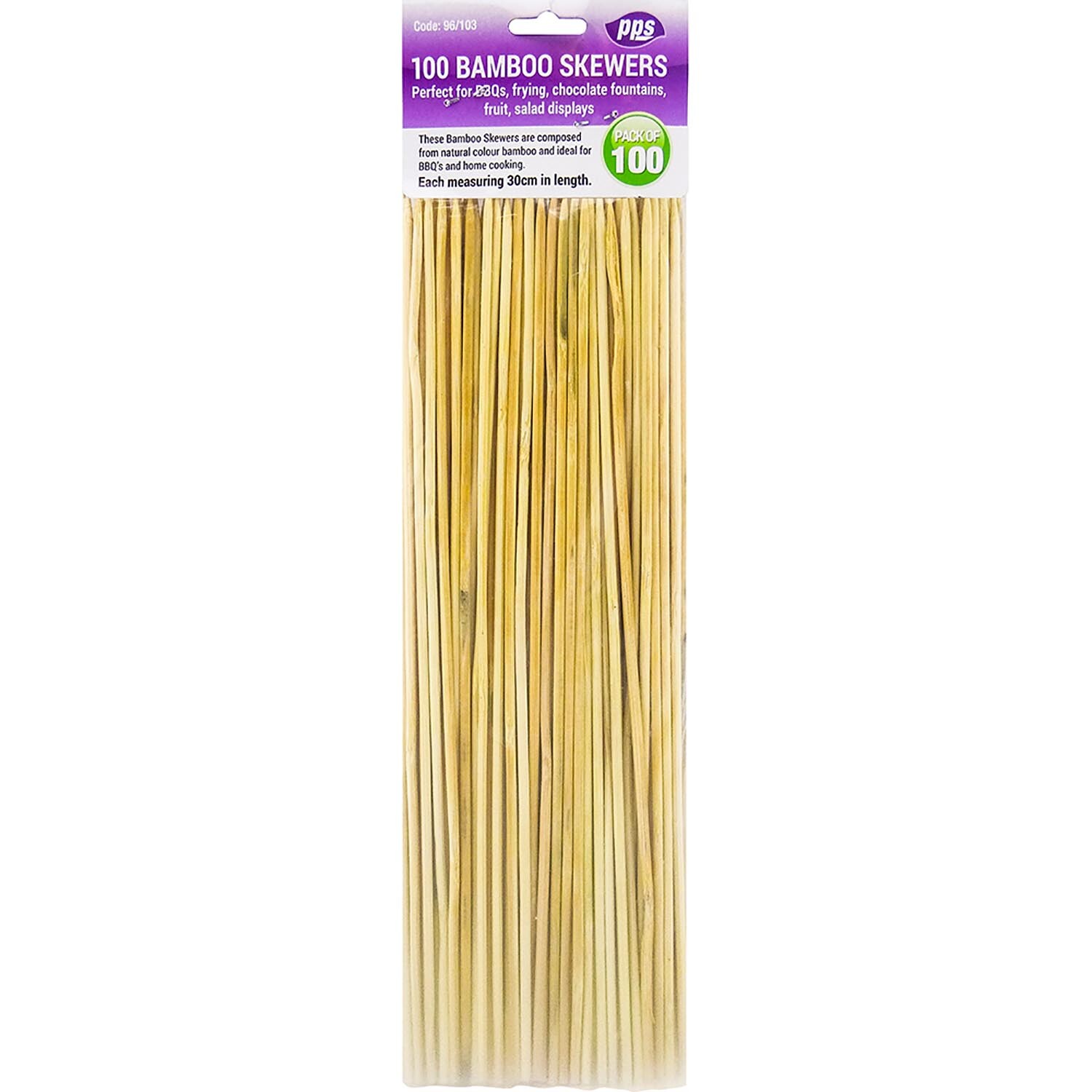 Pack 100 Bamboo Skewers Wilko