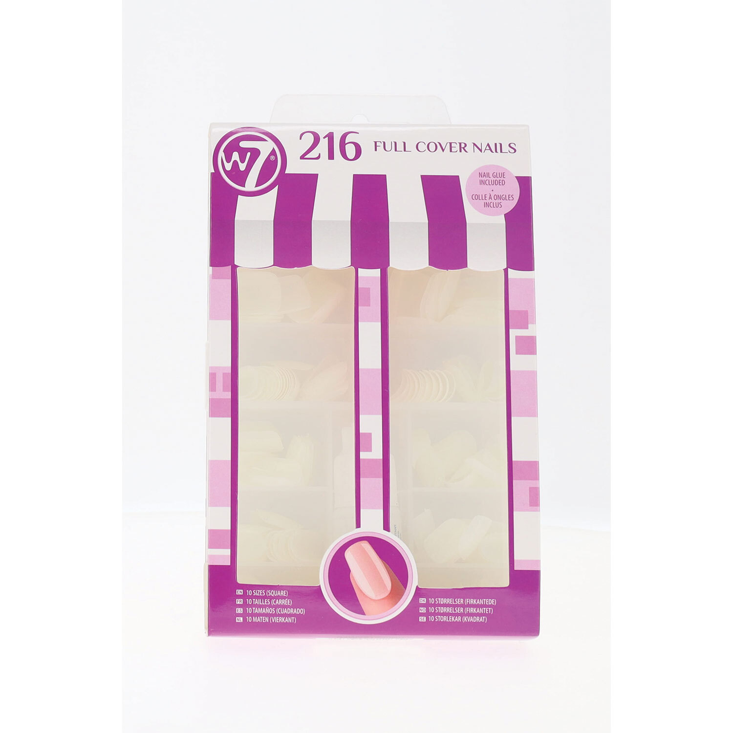 Pack of 216 W7 Square Full Cover Nails Wilko
