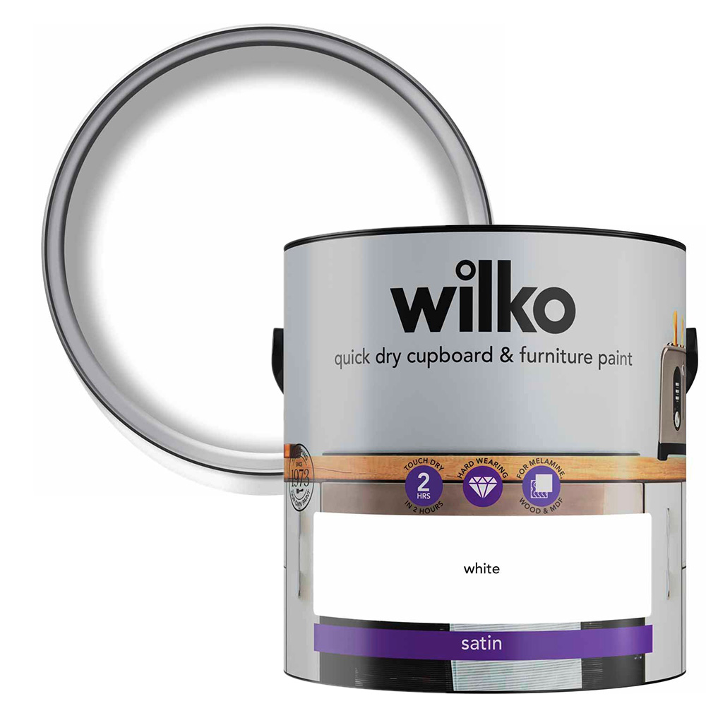 Wilko Quick Dry Cupboard & Furniture White Paint 2.5L Wilko