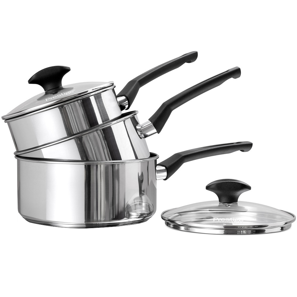 Prestige 3 Piece Stainless Steel Saucepan Set Wilko