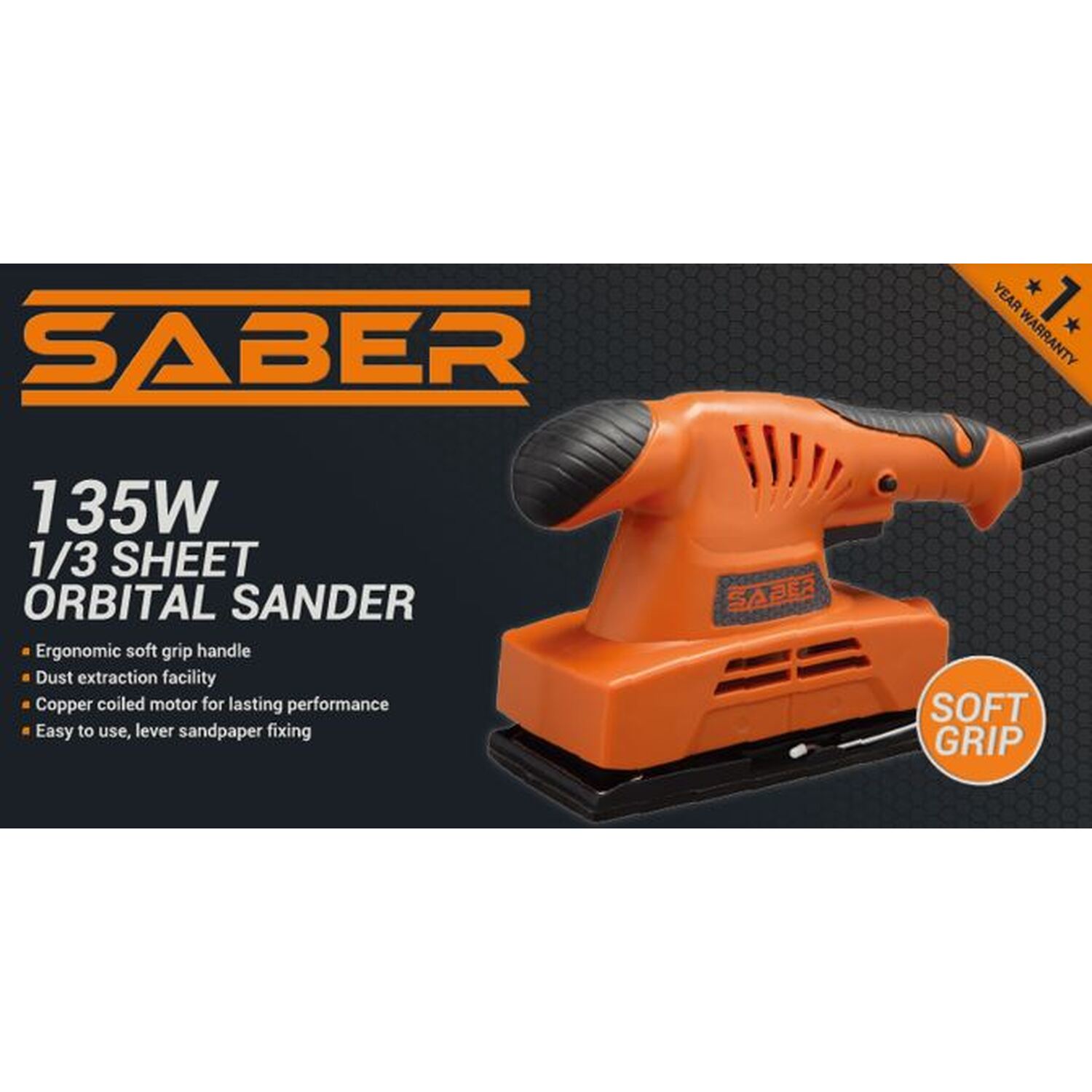 Saber Orbital 1/3 Sheet Sander 135W Wilko