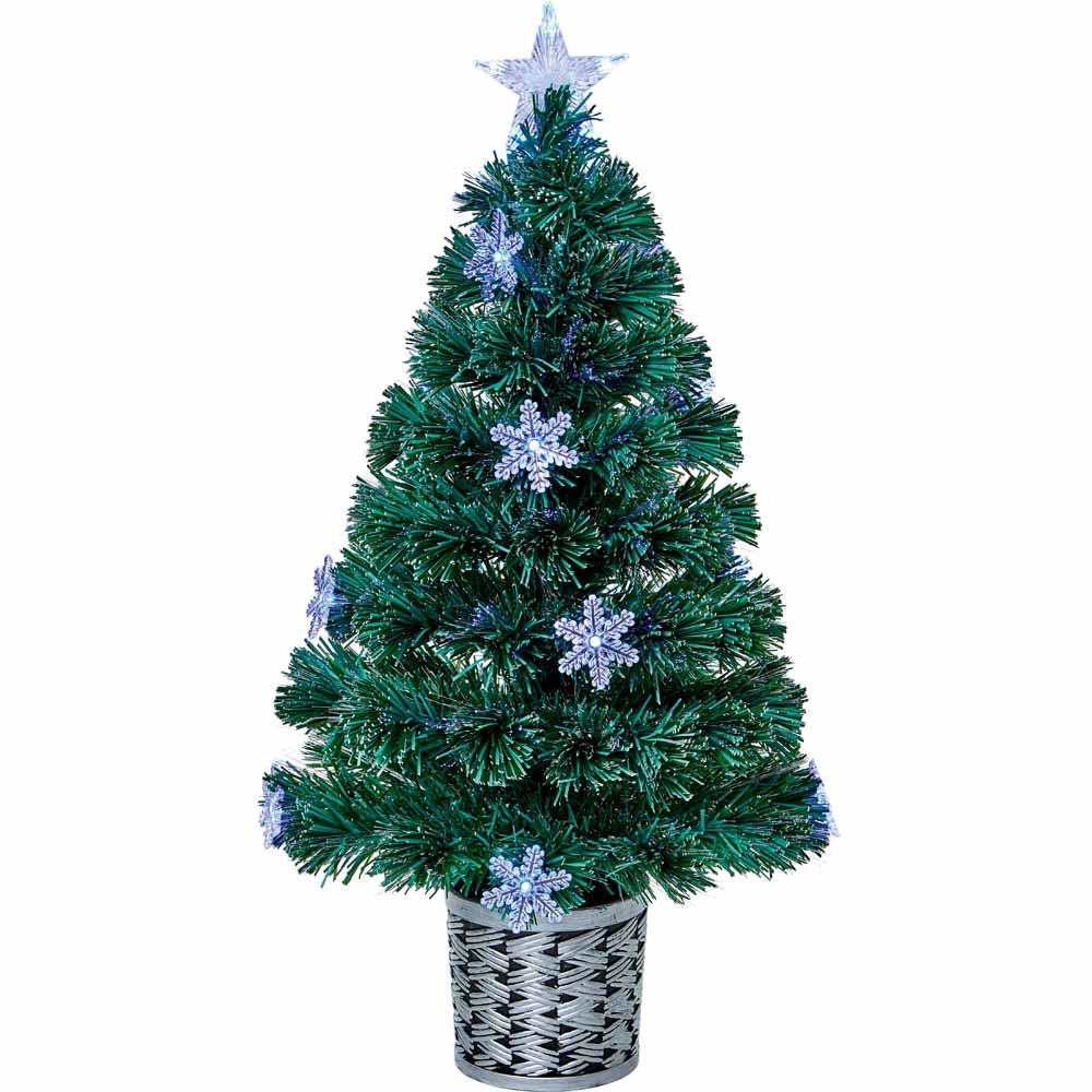 Premier 80cm Fibre Optic Coloured Snowflake Artificial Christmas Tree