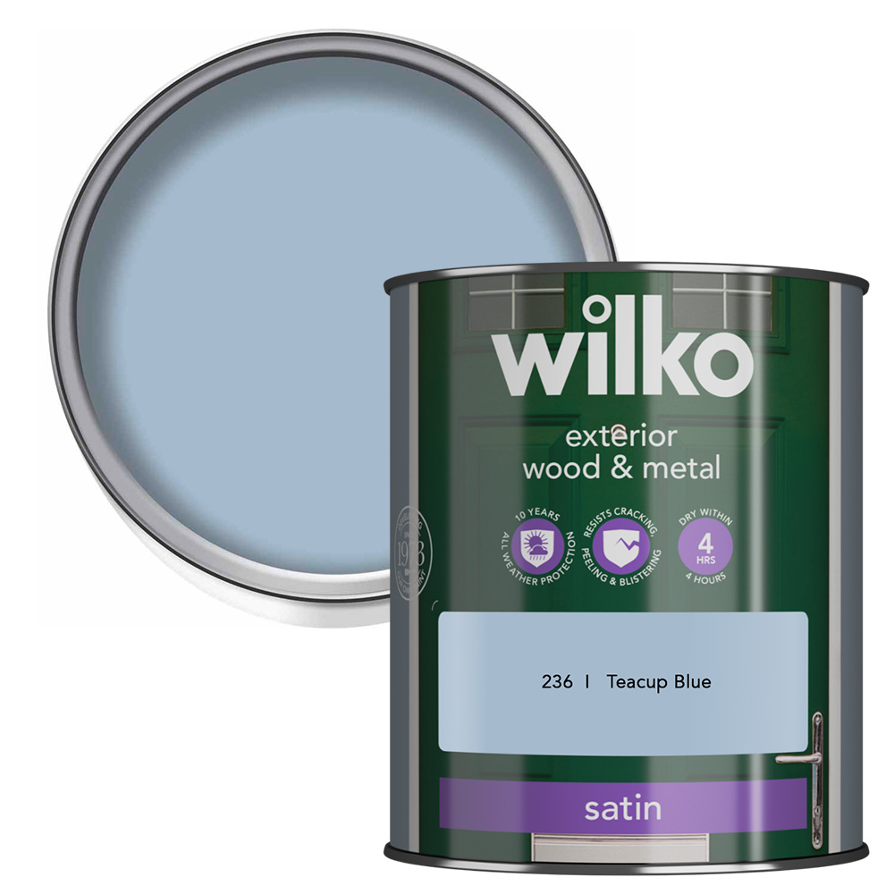 Wilko Exterior Satin Teacup Blue Quick Dry Exterior Paint 750ml Wilko