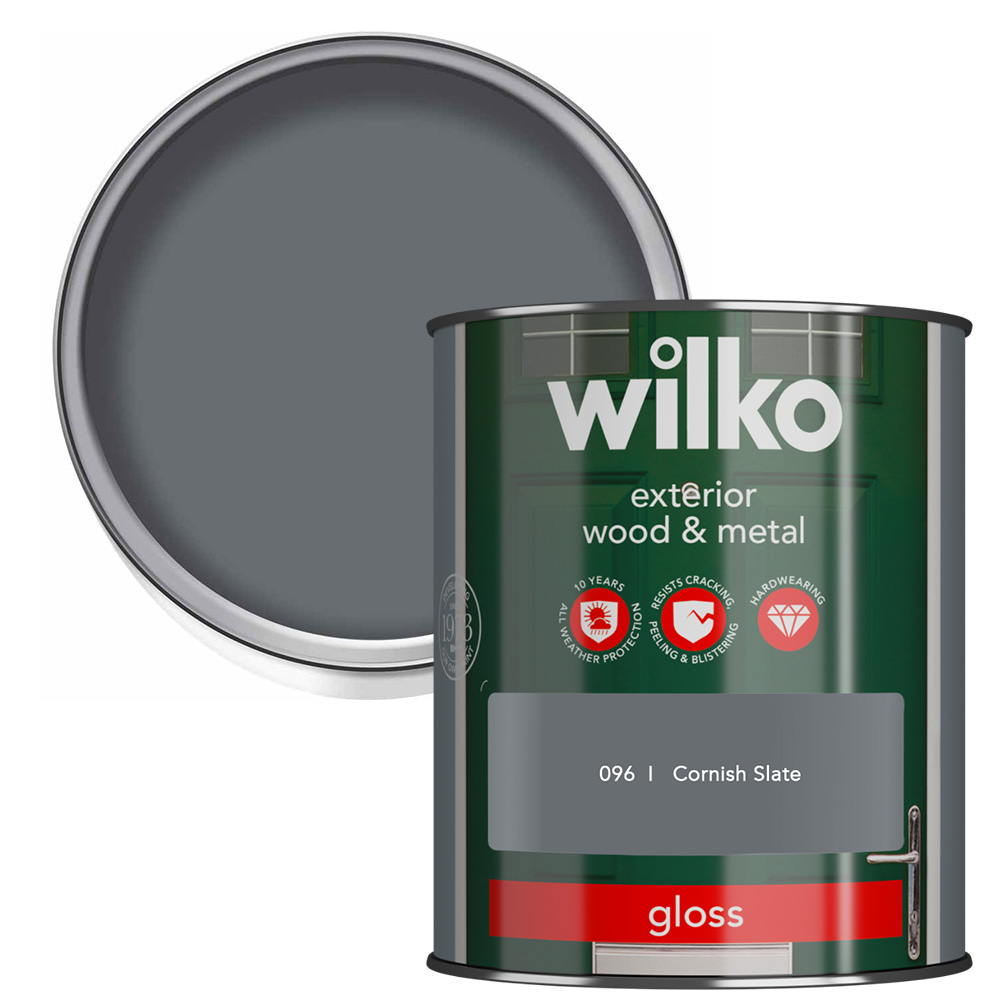 Wilko Exterior Wood & Metal Cornish Slate Gloss Finish Paint 750ml Wilko