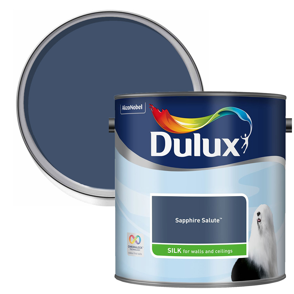 Dulux Walls & Ceilings Sapphire Salute Silk Emulsion Paint 2.5L | Wilko