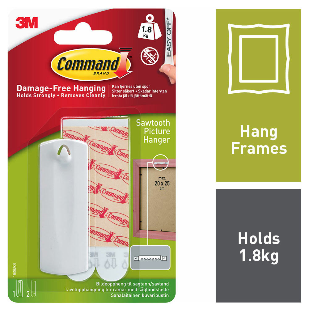 Command White Self Adhesive Sawtooth Picture Hanger Wilko