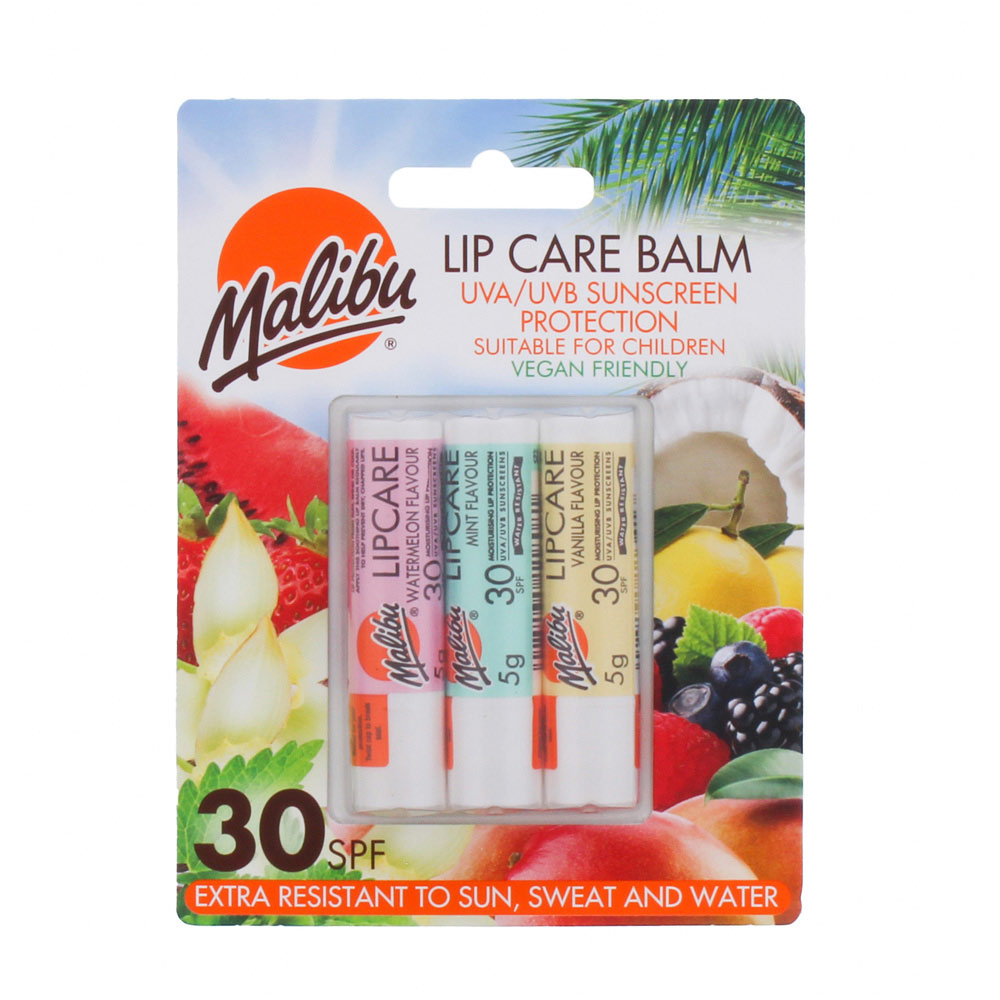 Malibu Lip Balm Assorted SPF30 3 Pack Wilko