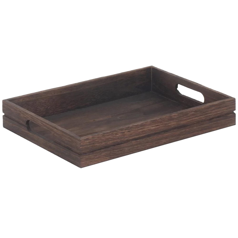 Red Hamper Dark Wooden Tray Wilko