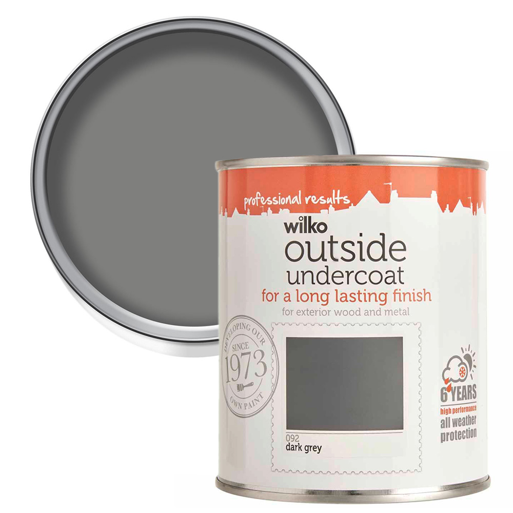 Wilko Undercoat Dark Grey Exterior Paint 750ml Wilko