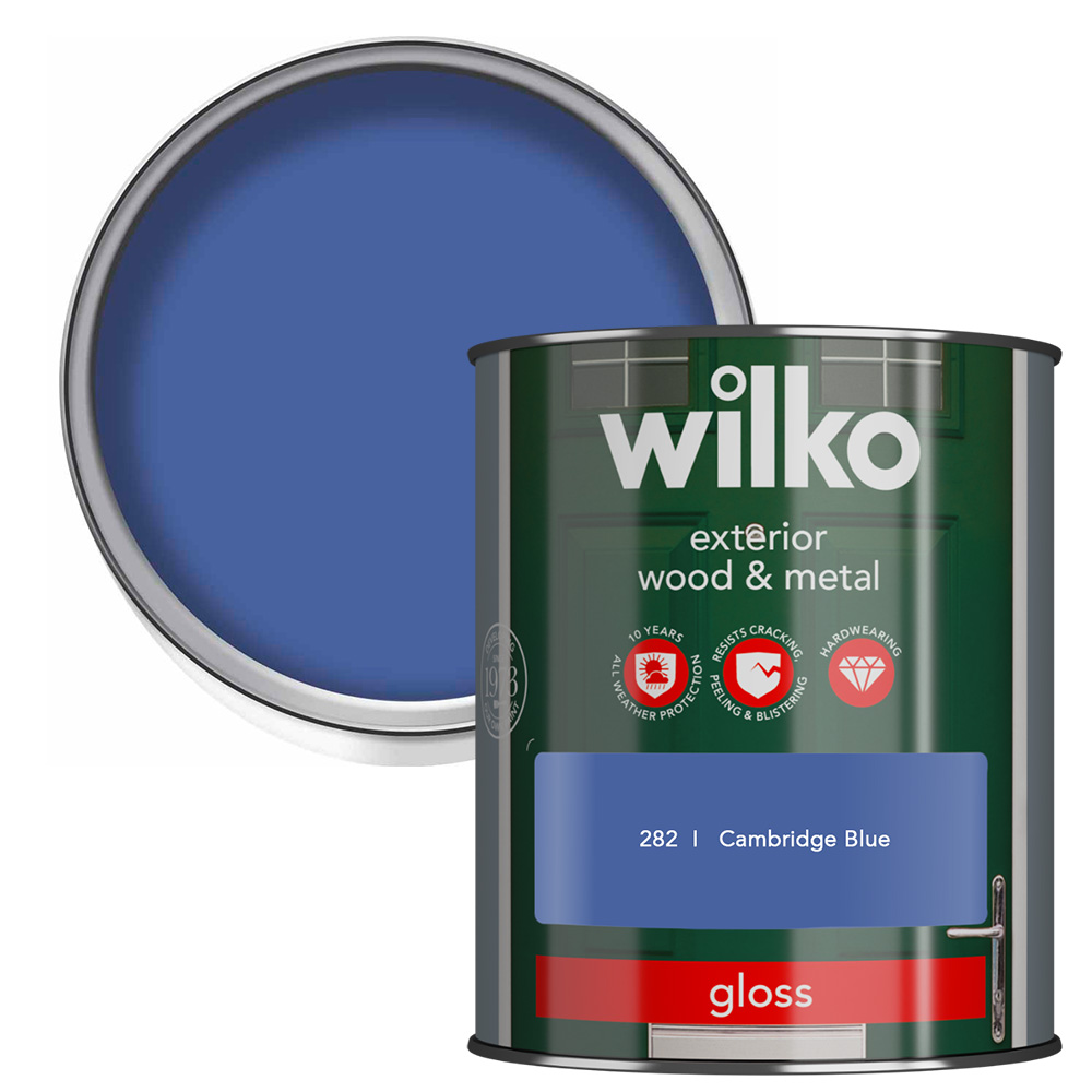 Wilko Cambridge Blue Gloss Exterior Paint 750ml Wilko