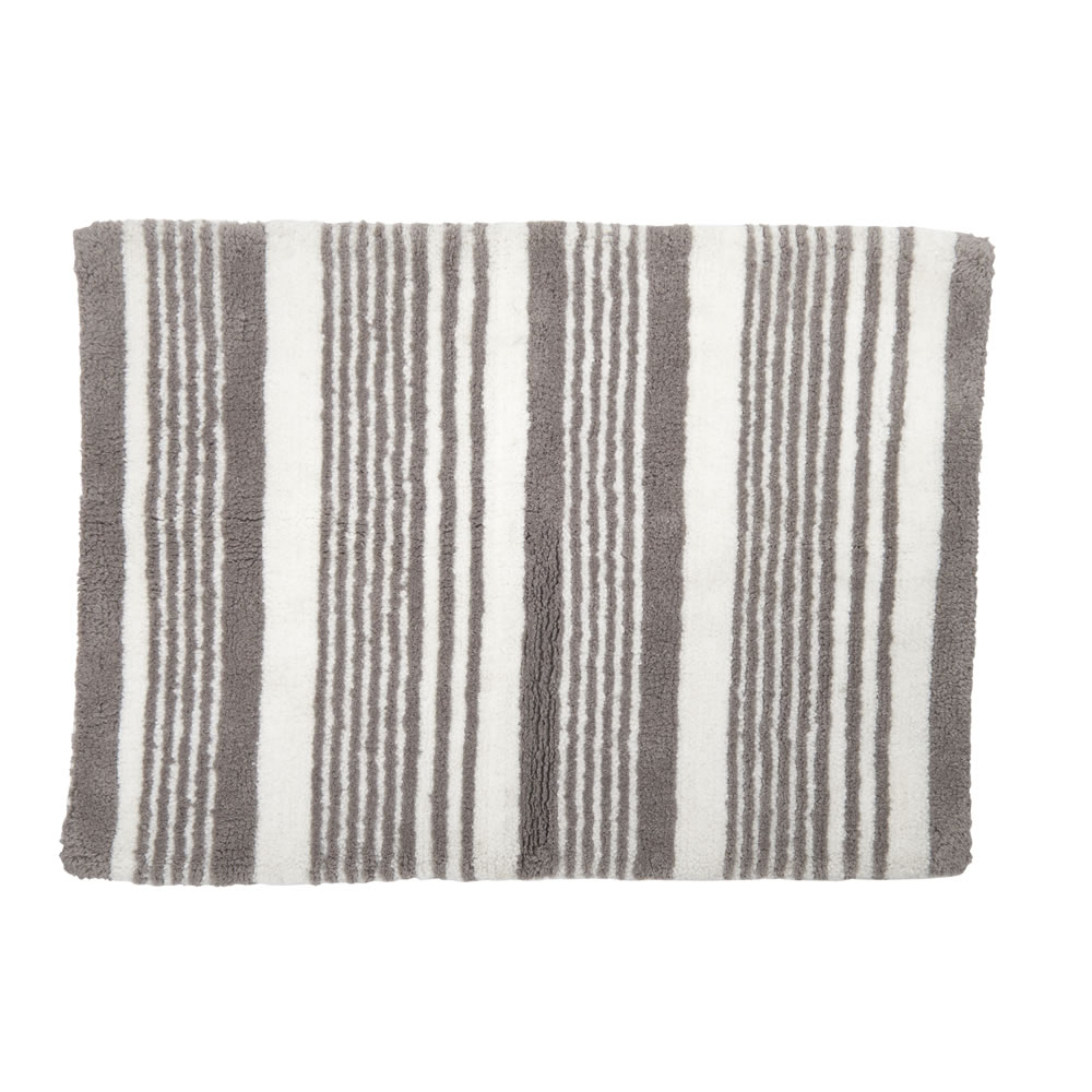 Wilko Grey Stripe Bath Mat Wilko