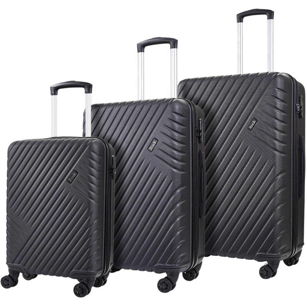 Rock Santiago Set of 3 Black Hardshell Suitcases Wilko