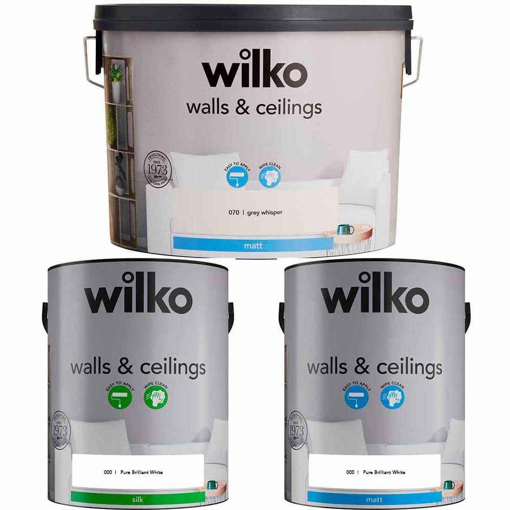 Wilko Grey Whisper and White Paint Bundle Wilko