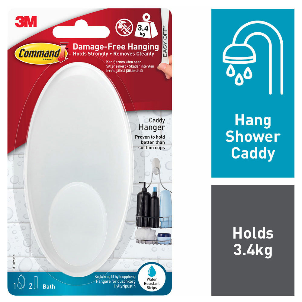 Command White Self Adhesive Shower Caddy Hanger Wilko