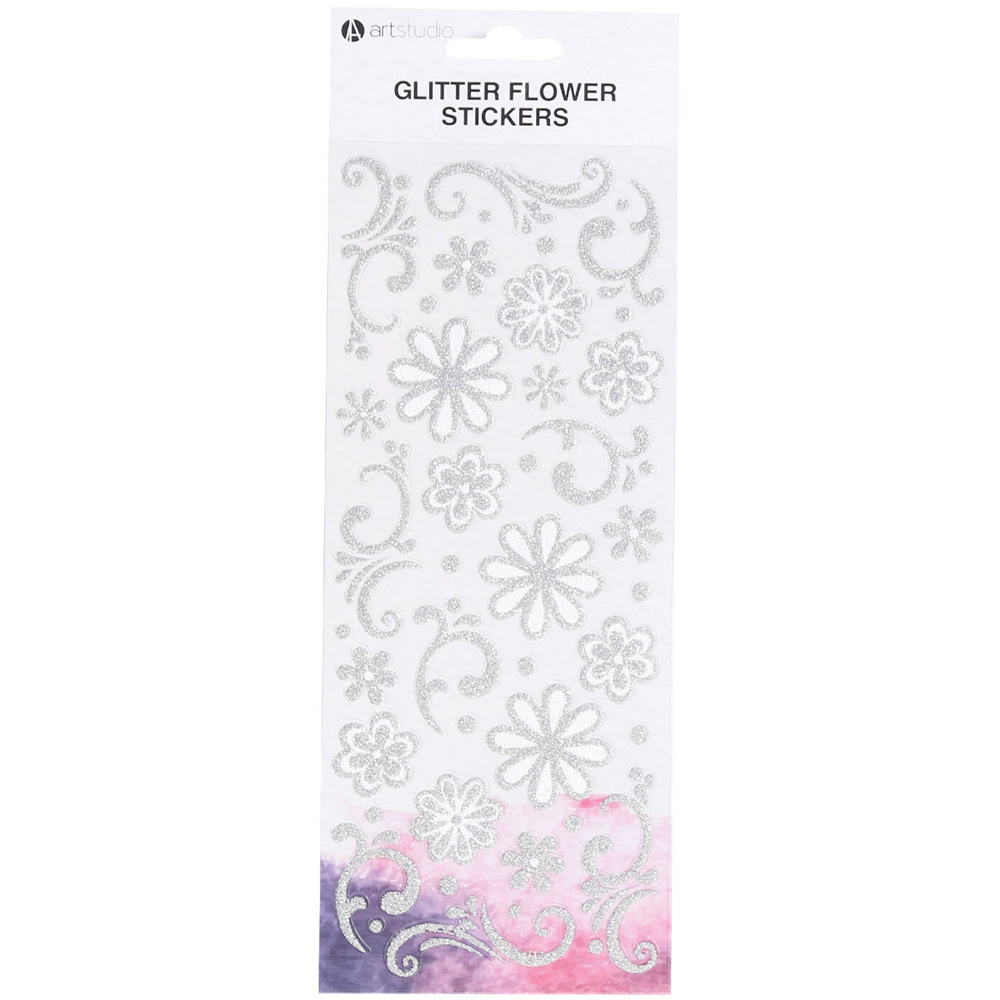 Glitter Flower Stickers Wilko