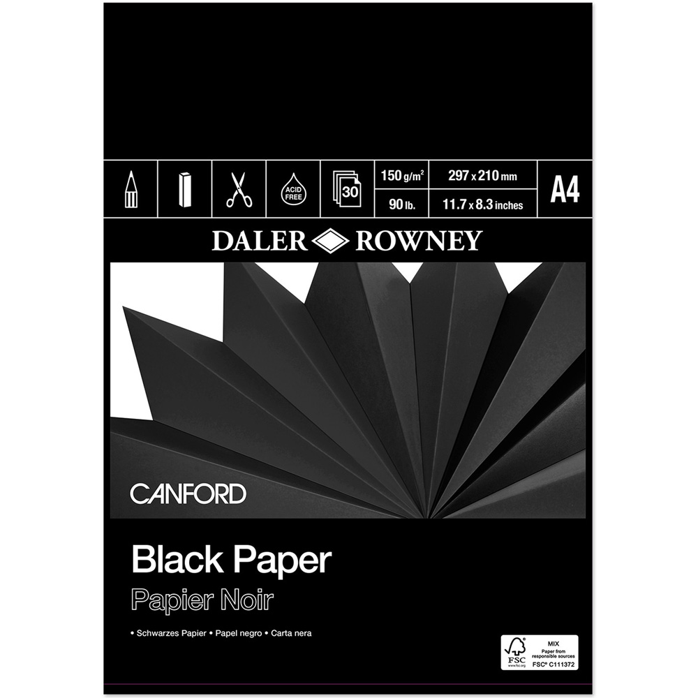 Pack of 30 DalerRowney Canford Black Paper Pad A4 Wilko