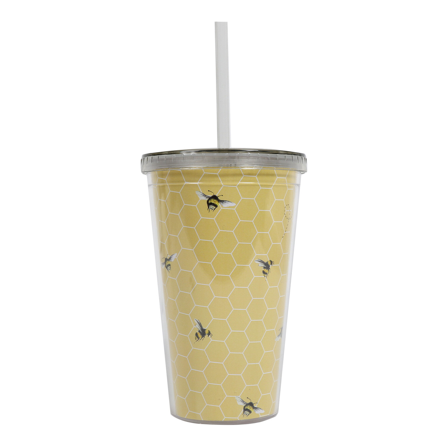 Honey Bees Tumbler with Straw Yellow Wilko