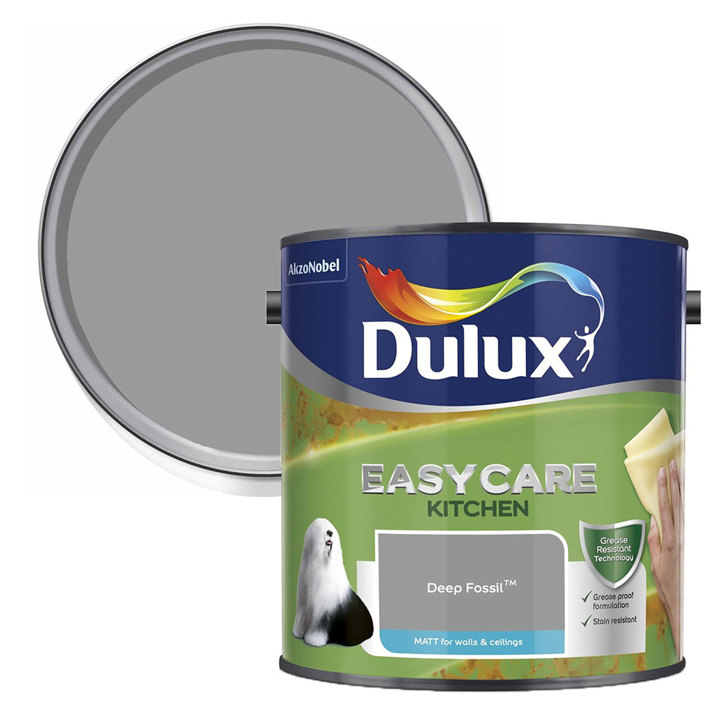 Dulux Easycare Kitchen Deep Fossil Matt Emulsion Paint 2.5L Wilko