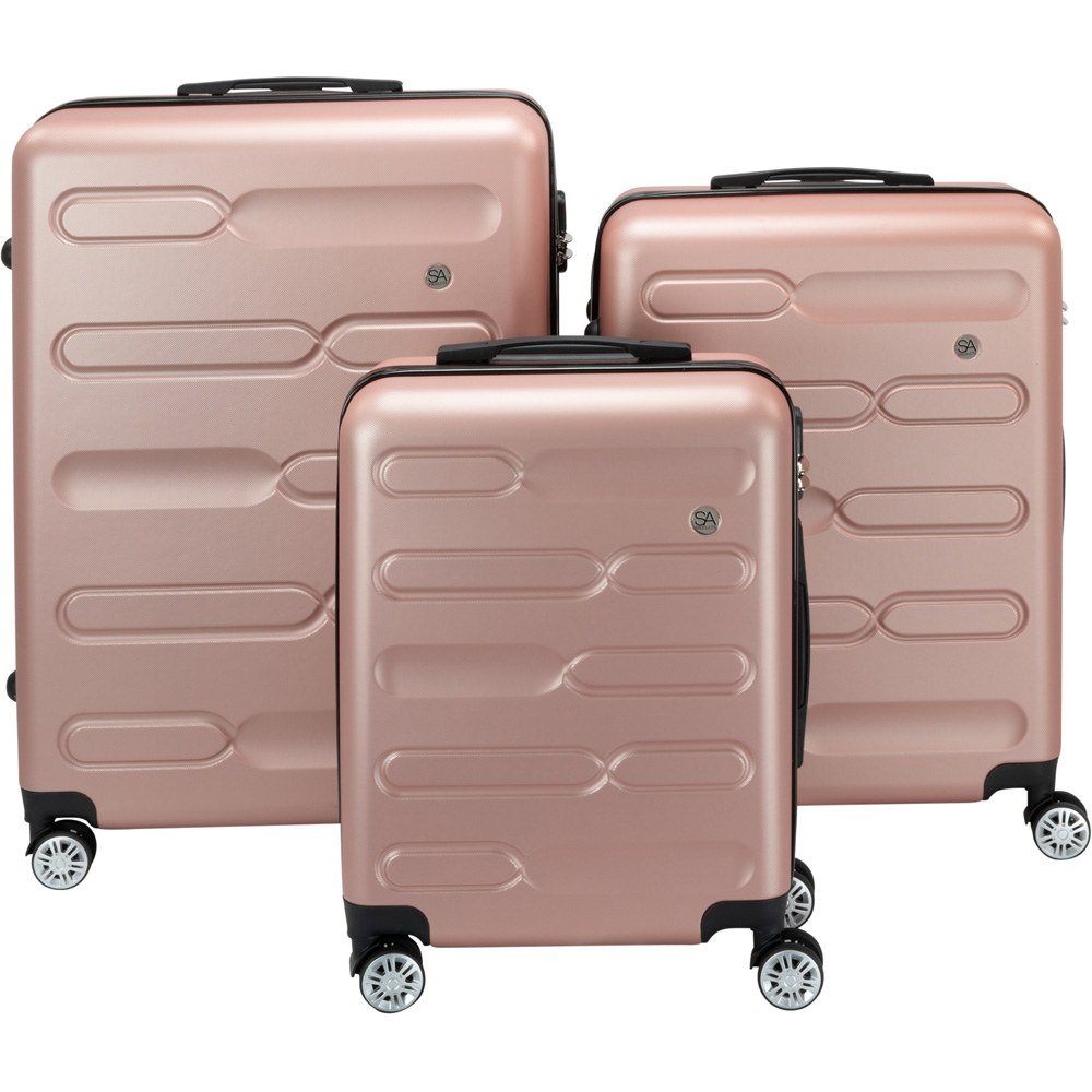 SA Products Set of 3 Rose Gold Hard Shell Suitcases with Combination