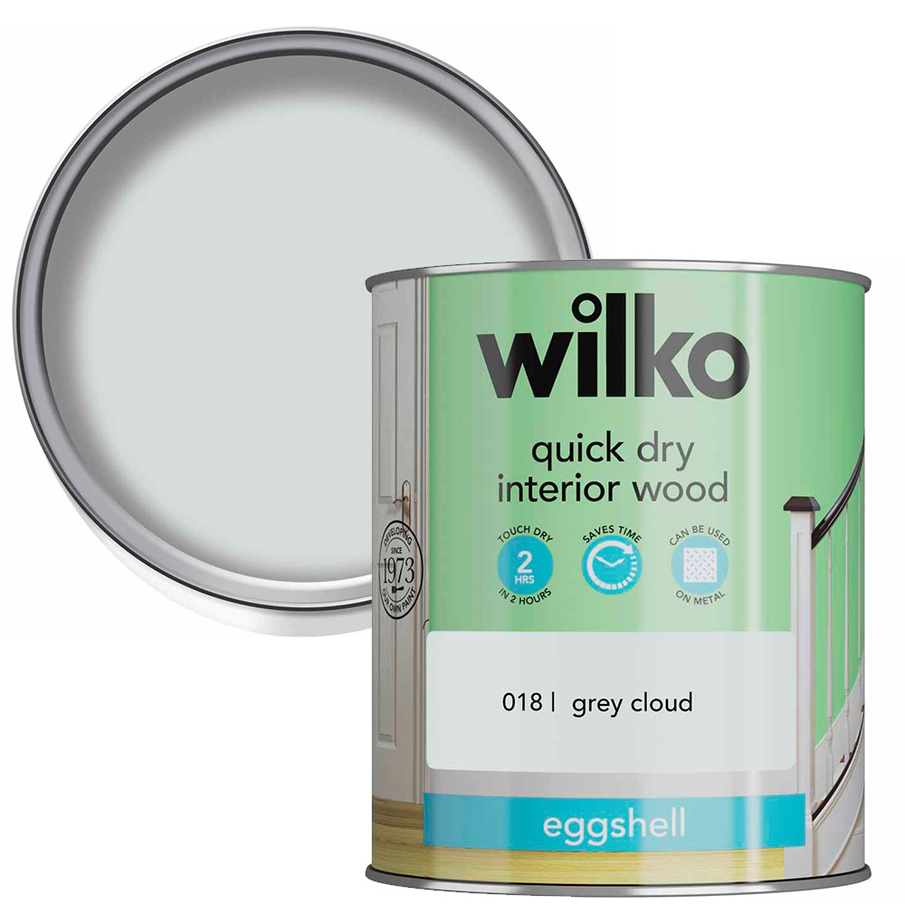 Wilko Quick Dry Interior Wood Grey Cloud Eggshell Paint 750ml Wilko