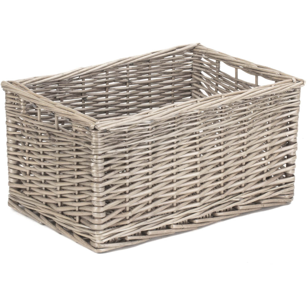 Red Hamper Medium Antique Wash Wicker Storage Basket Wilko