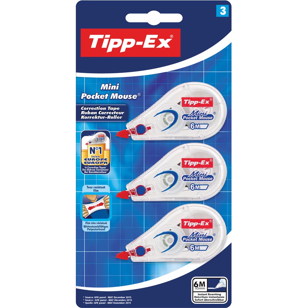 Tippex Mini Pocket Mouse 3 Pack Wilko