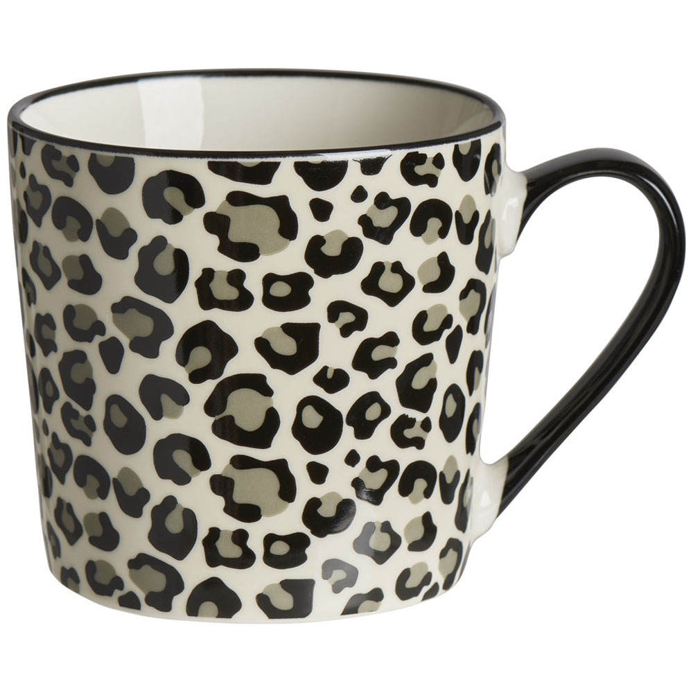 Wilko Black and Grey Leopard Print Mug Wilko