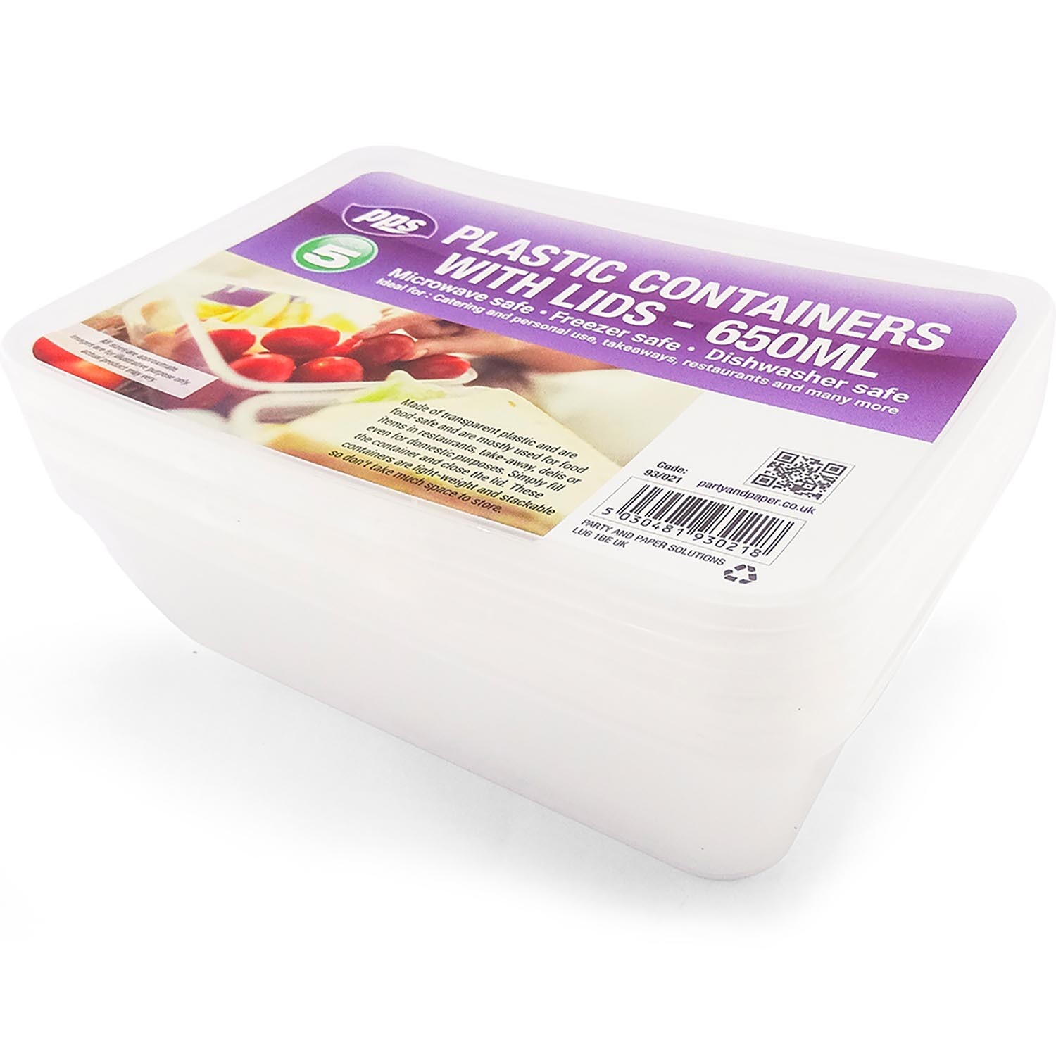 Pack of Four Plastic Containers with Lids Wilko