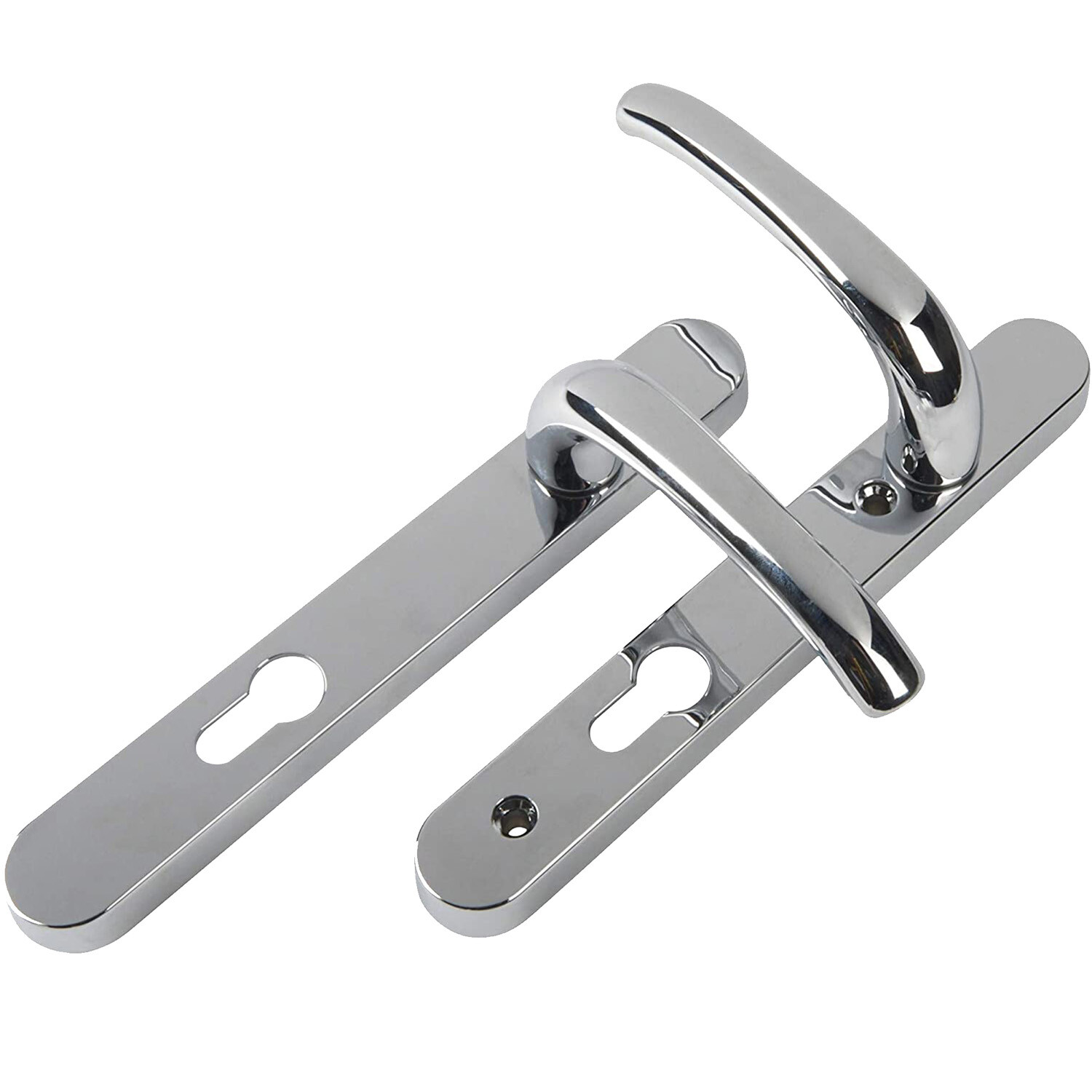 Chrome Short Backplate Door Handle Wilko