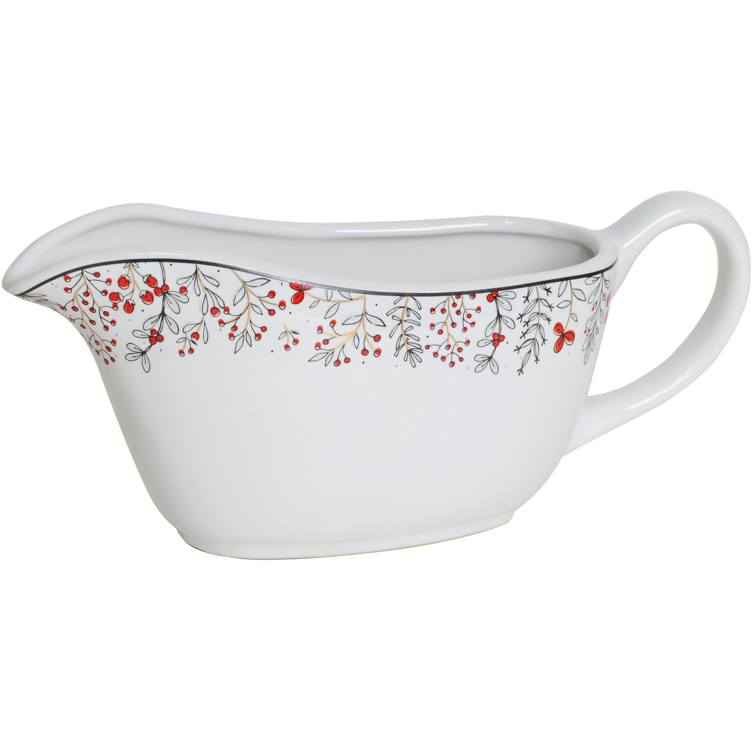 Red Berry Christmas Gravy Boat White Wilko