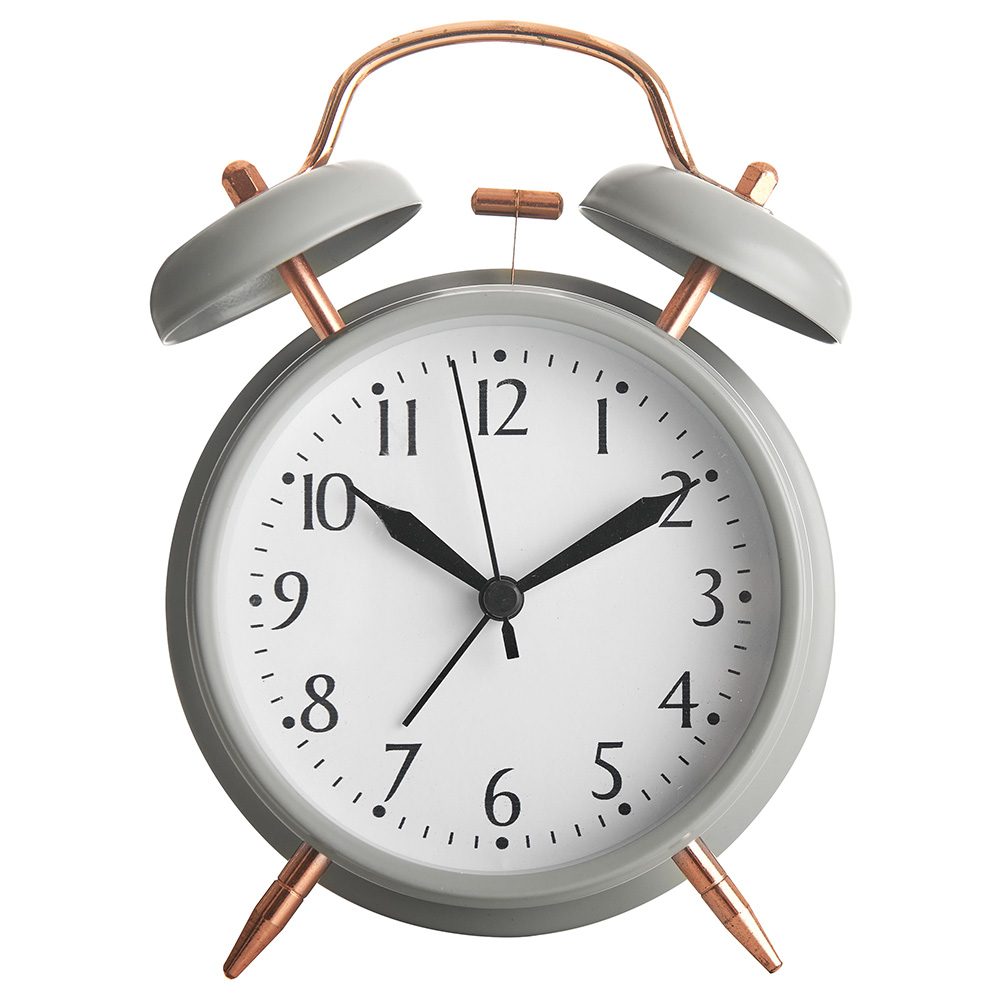 Wilko Grey Copper Alarm Clock Wilko