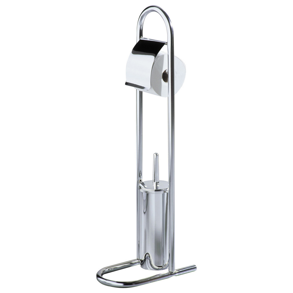 Premier Housewares Chrome Small Toilet Brush and Roll Holder Wilko