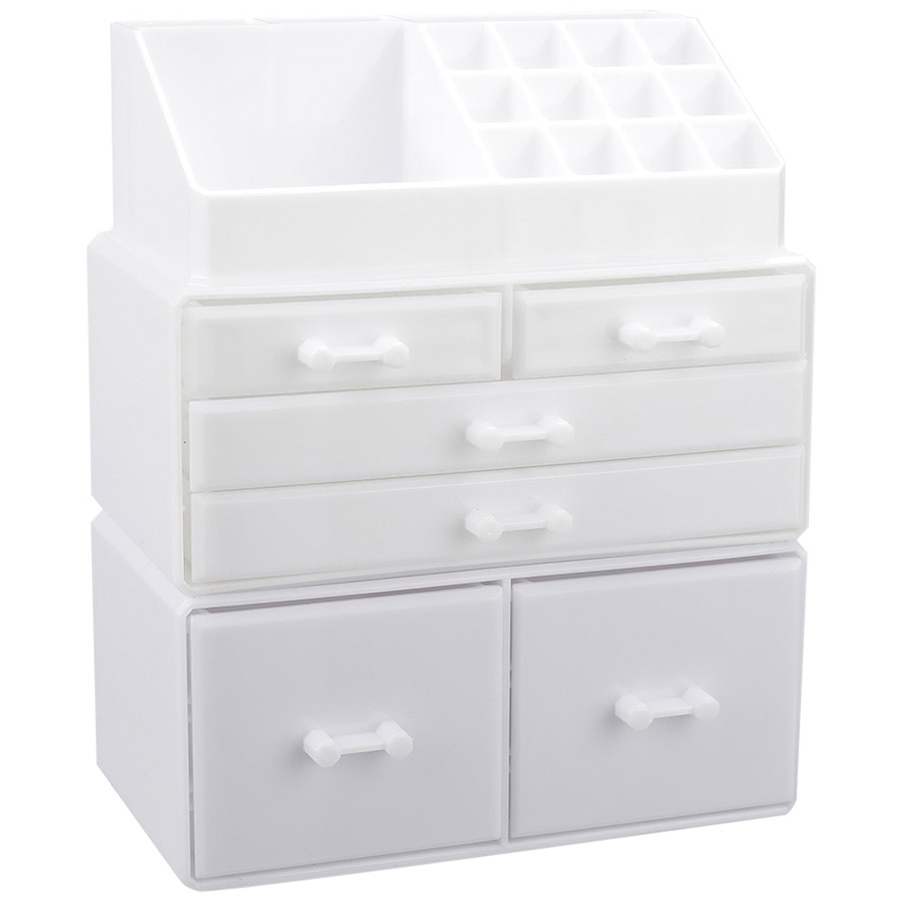 Living and Home White Acrylic Makeup Organiser with Drawers Wilko