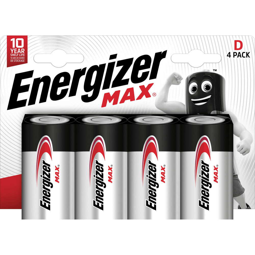Energizer Max D 4 Pack Alkaline Batteries Wilko