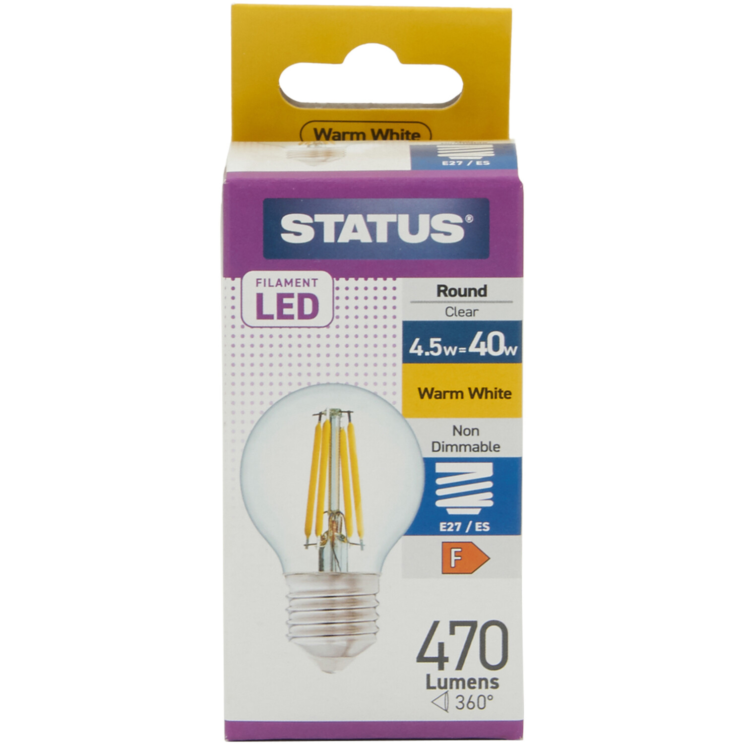 4W Filament Round Light Bulb SES E14 CAP Wilko