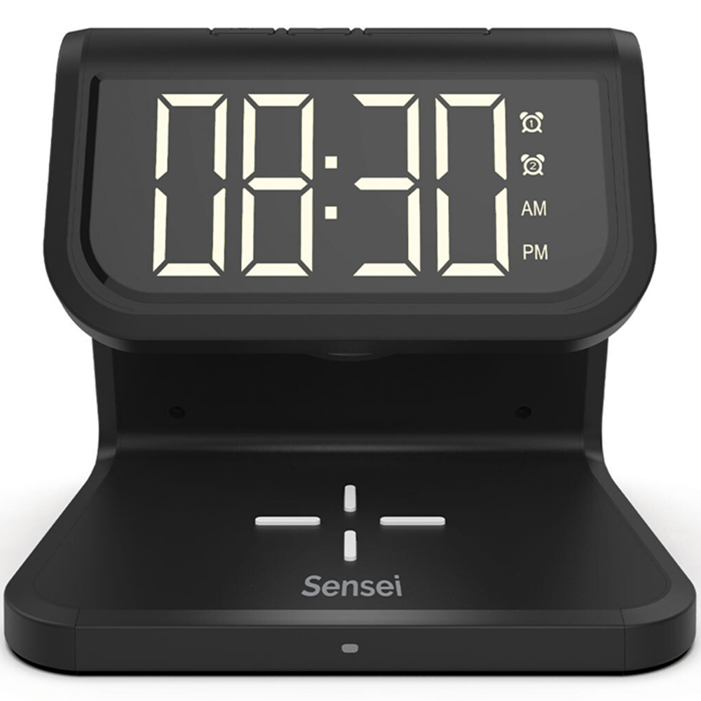 Sensei Black Wireless Charger with Alarm Clock Wilko