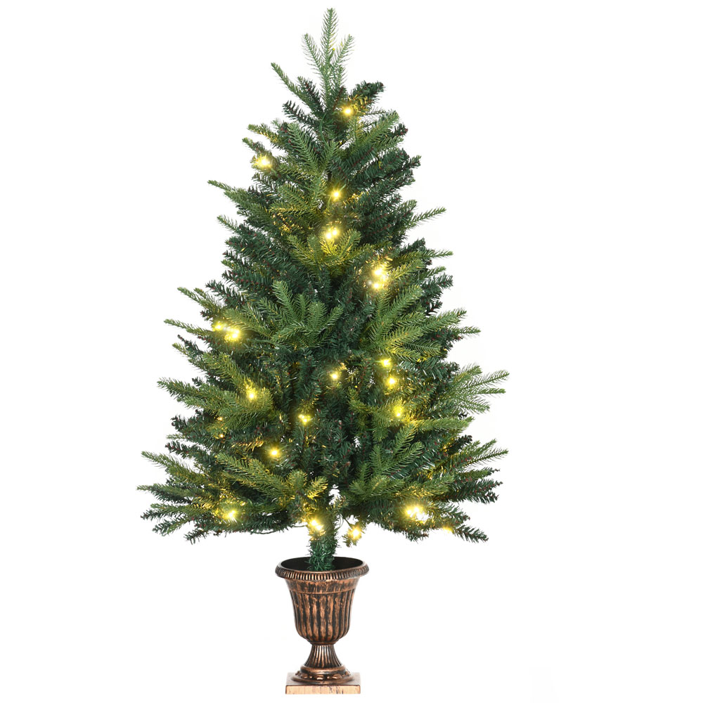 Everglow PreLit Green Artificial Christmas Spruce Tree with Plastic Stand 3.9ft Wilko